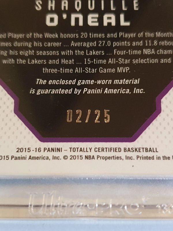 2015 Totally Certified Shaquille O'Neal #PATCH CAMO /25 Game Worn 2 Color Jersey