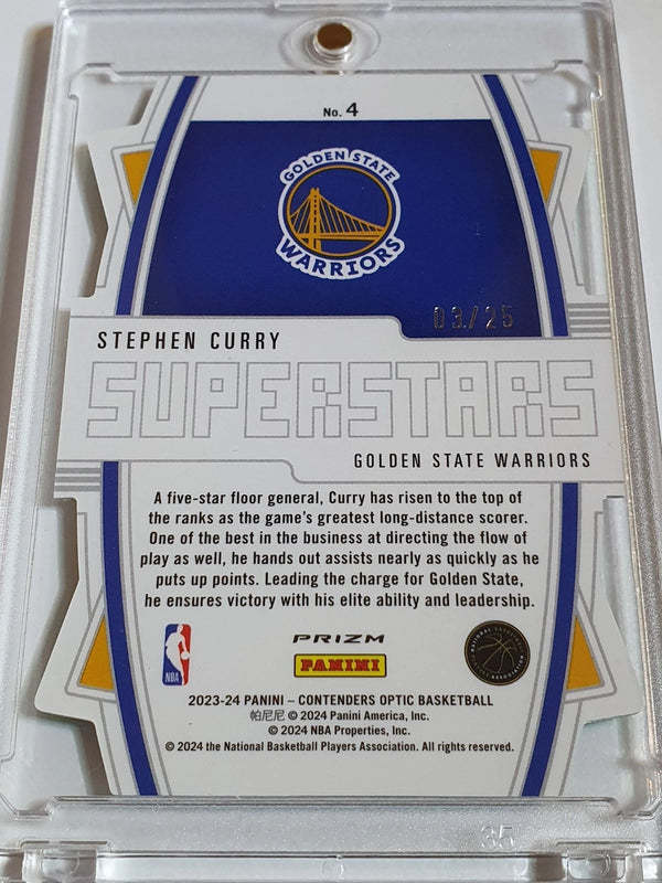 2023 Contenders Optic Stephen Curry #4 GREEN PULSAR /25 Holo Superstars - Rare