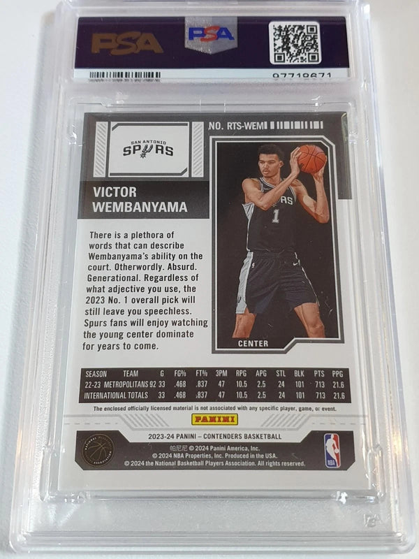 2023 Panini Contenders Victor Wembanyama Rookie #PATCH Jersey RC - PSA 9
