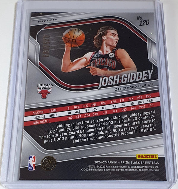 2024 Panini Prizm Black Josh Giddey #126 BLUE /199 Holo (Bulls) - Ready to Grade