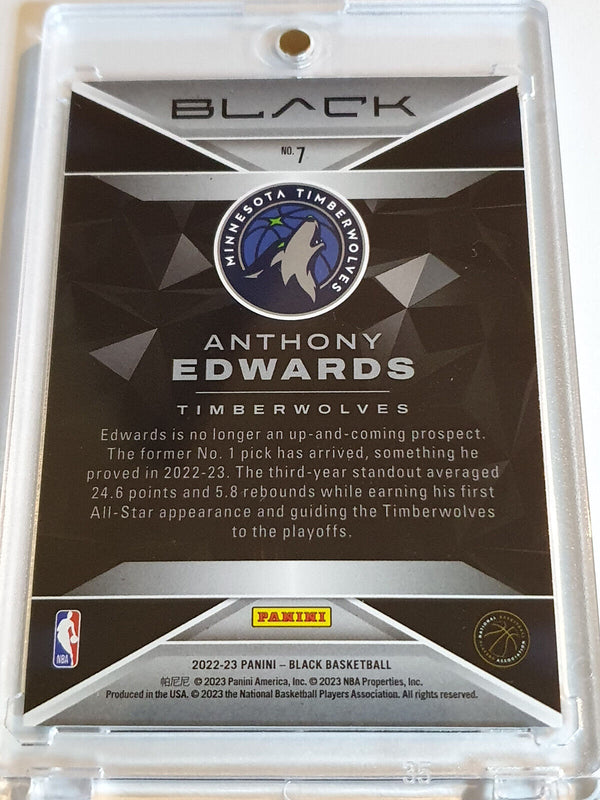 2022 Panini Black Anthony Edwards Rookie #7 GOLD DIAMOND AWE /25 Prizm - Rare