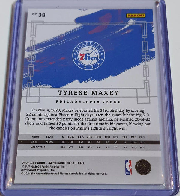 2023 Panini Impeccable Tyrese Maxey #38 BRONZE /99 Edition - Ready to Grade