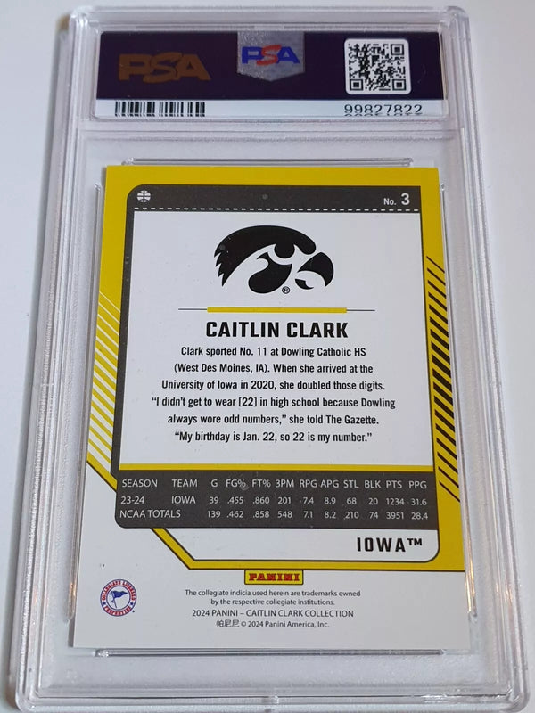 2024 Panini Caitlin Clark Rookie Collection #3 VORTEX /399 Holo - PSA 9 (POP 6)