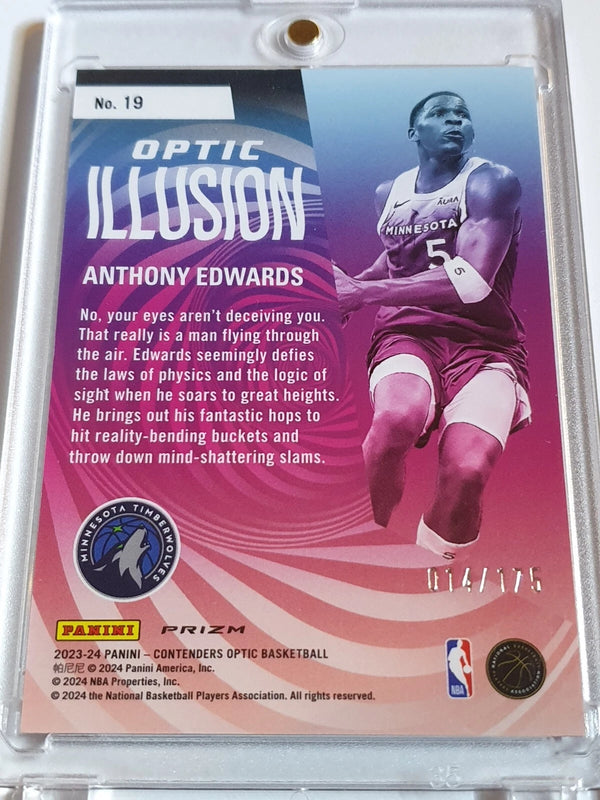 2023 Panini Contenders Optic Anthony Edwards #19 RED CRACKED ICE /175 Holo