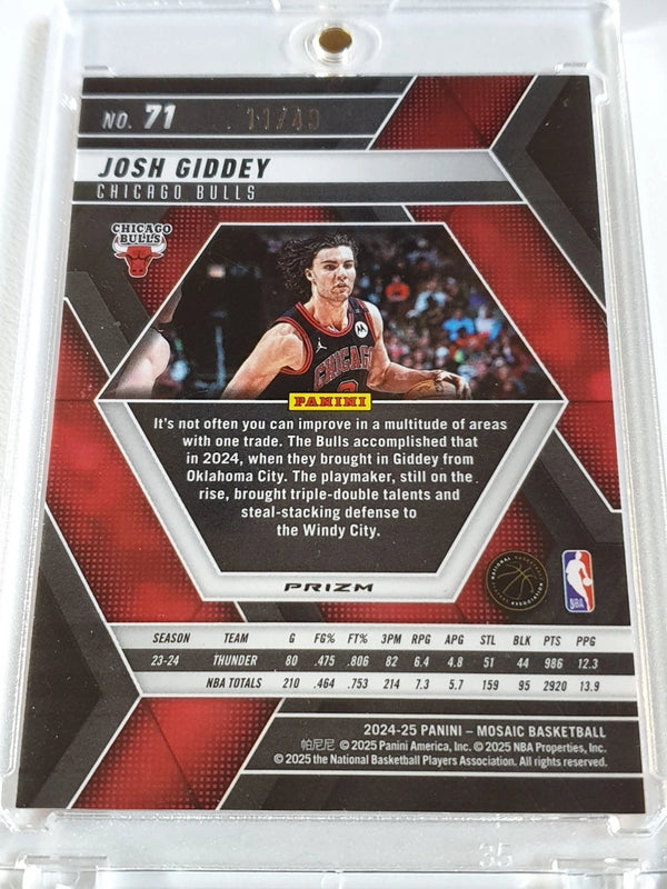 2024 Panini Mosaic Josh Giddey #71 ORANGE ICE MOSAIC /49 Holo - Ready to Grade