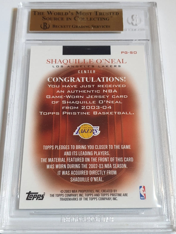 2003 Topps Pristine Shaquille O'Neal #PATCH Game Worn Jersey - BGS 9.5 (POP 3)