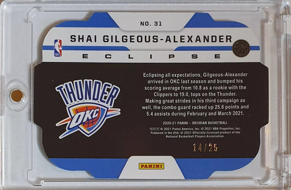 2020 Panini Obsidian Shai Gilgeous-Alexander #31 GREEN /25 Holo Eclipse - Rare