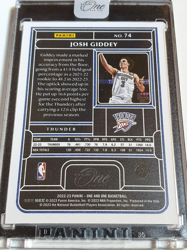 2022 Panini One and One Josh Giddey #74 BLUE /40 Holo SP - Panini Sealed