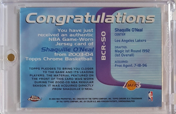 2003 Topps Chrome Shaquille O'Neal #PATCH Game Worn Jersey - Ready to Grade