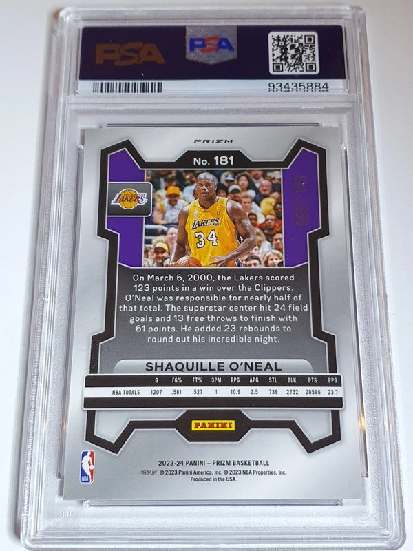 2023 Panini Prizm Shaquille O'Neal #11 PURPLE ICE /149 Holo - PSA 9 (POP 2)