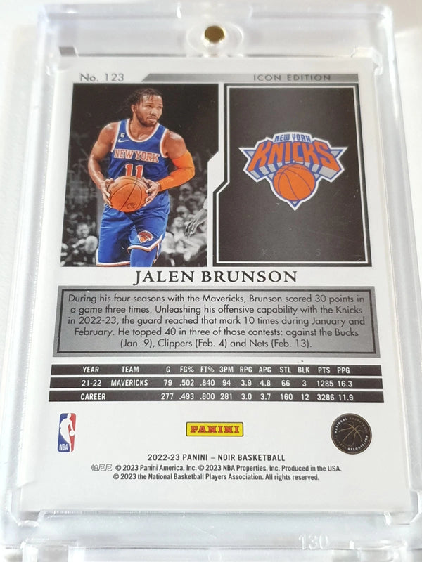 2022 Panini Noir Jalen Brunson #123 Icon Edition - Ready to Grade