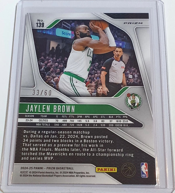 2024 Panini Prizm Jaylen Brown #139 WAVE ORANGE /60 Holo - Ready to Grade