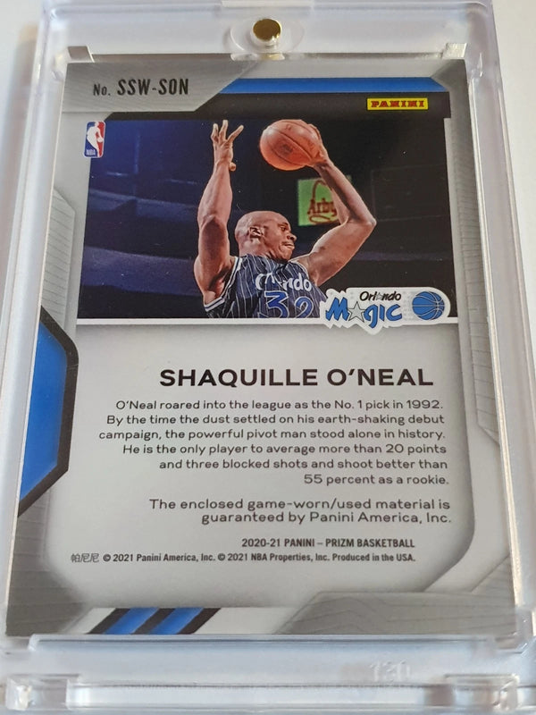 2020 Panini Prizm Shaquille O'Neal #PATCH Game Worn 2 Color Striped Jersey Rare