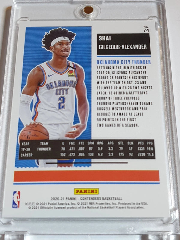2020 Contenders Optic Shai Gilgeous-Alexander #74 HOLO /49 Finals Ticket - Rare