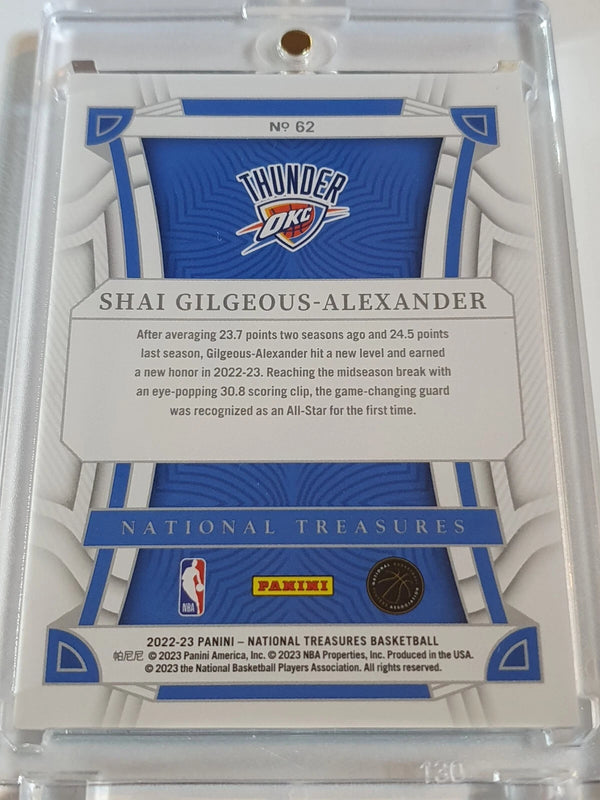 2022 National Treasures Shai Gilgeous-Alexander #62 RED /75 Foil Edition - Rare