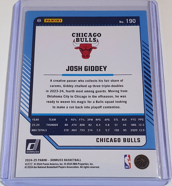 2024 Panini Donruss Josh Giddey #190 WEDGES /75 Holo (Bulls) - Ready to Grade