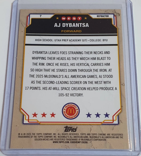 2025 Topps Chrome McDonald's AJ Dybantsa Rookie #7 REFRACTOR RC - Ready to Grade