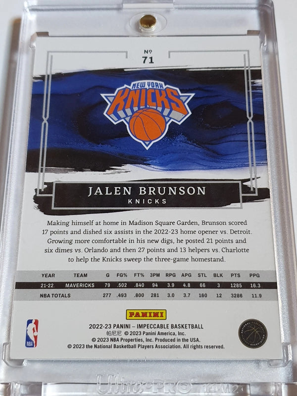 2022 Panini Impeccable Jalen Brunson #71 GREEN /30 Edition - Ready to Grade