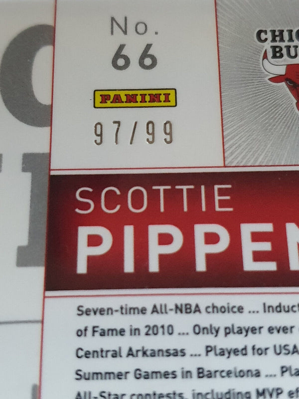 2014 Totally Certified Scottie Pippen #PATCH PURPLE /99 Game Worn Jersey Die Cut