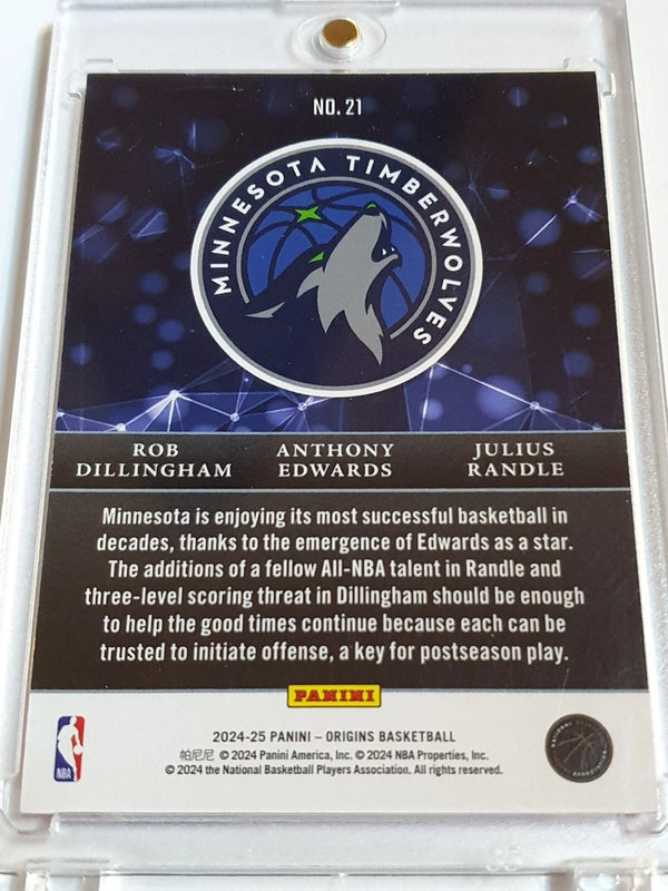2024 Origins Anthony Edwards Rob Dillingham (RC) & Randle #21 PINK /99 Edition