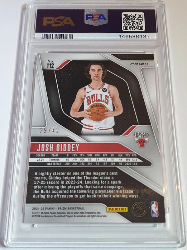 2024 Panini Prizm Josh Giddey #112 PINK PULSAR /49 Holo (Bulls) - PSA 9 (POP 2)