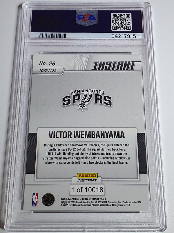 2023 Panini Instant Victor Wembanyama Rookie #26 /10018 RC - PSA 9 (LOW POP)