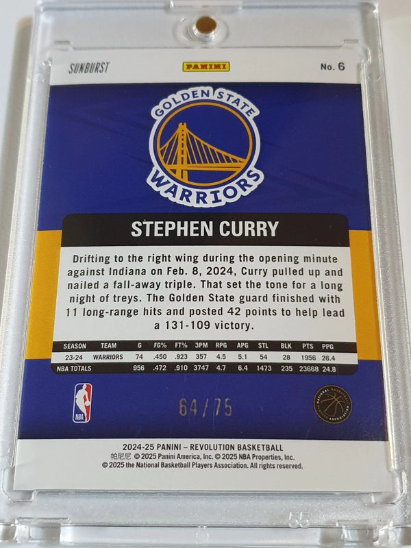 2024 Panini Revolution Stephen Curry #6 SUNBURST /75 Holo - Ready to Grade