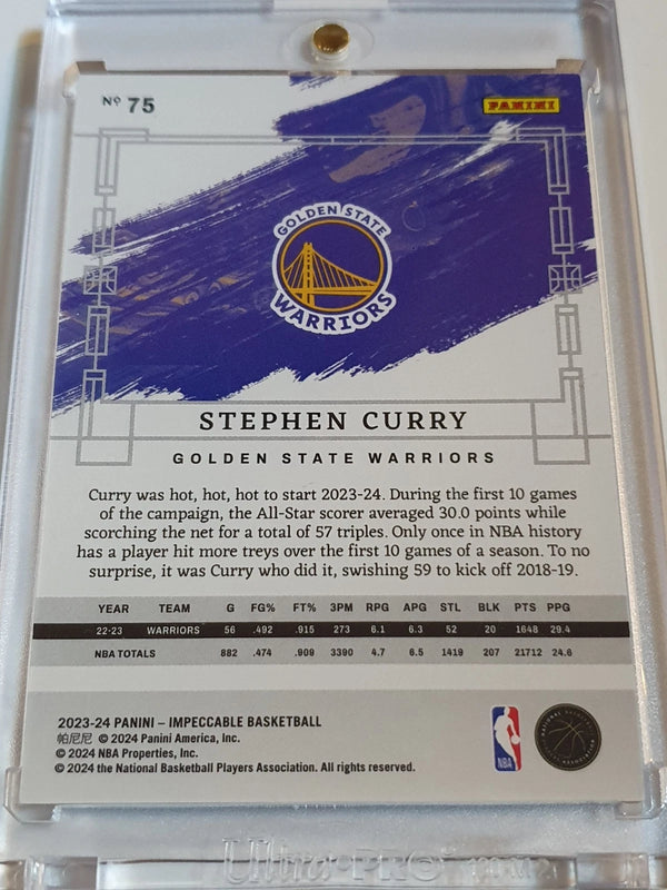 2023 Panini Impeccable Stephen Curry #75 GOLD /49 Edition - Ready to Grade