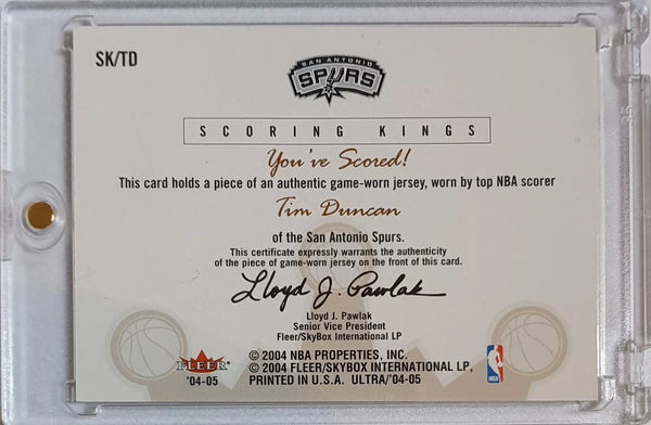 2004 Fleer Ultra Tim Duncan #PATCH Game Worn Jersey - Scoring Kings