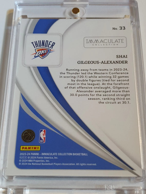 2023 Panini Immaculate Shai Gilgeous-Alexander #33 BLUE /99 Foil Edition - Rare