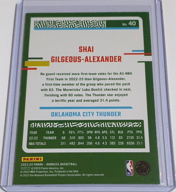 2023 Panini Donruss Shai Gilgeous-Alexander #40 BLUE LASER /49 Holo - Rare
