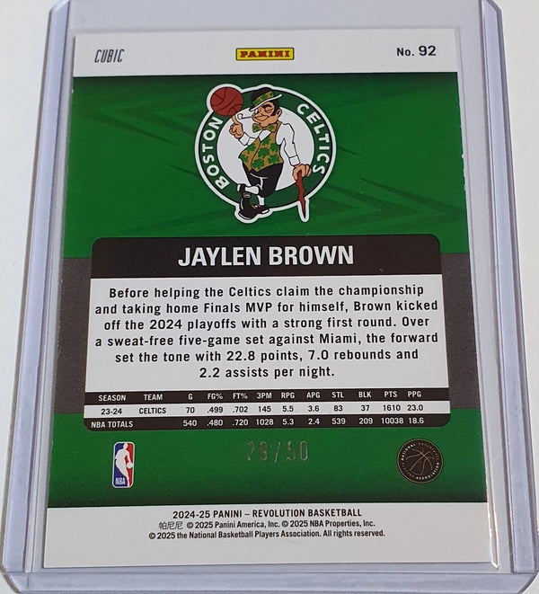 2024 Panini Revolution Jaylen Brown #92 CUBIC /50 Holo - Ready to Grade