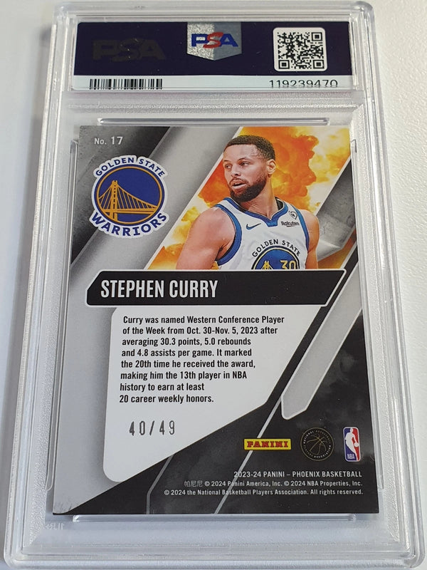 2023 Panini Phoenix Stephen Curry #17 ORANGE /49 Holo - PSA 9 (POP 3)