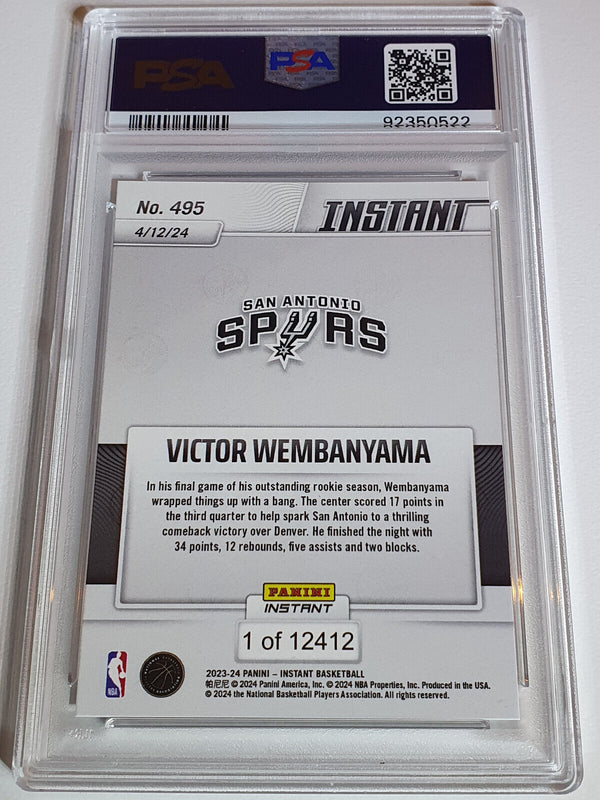 2023 Panini Instant Victor Wembanyama Rookie #495 /12412 RC - PSA 9 (Low POP)