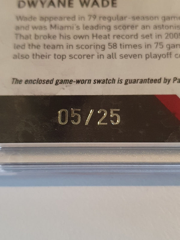 2009 Panini Threads Dwyane Wade #PATCH PRIME /25 Game Worn Jersey - Rare