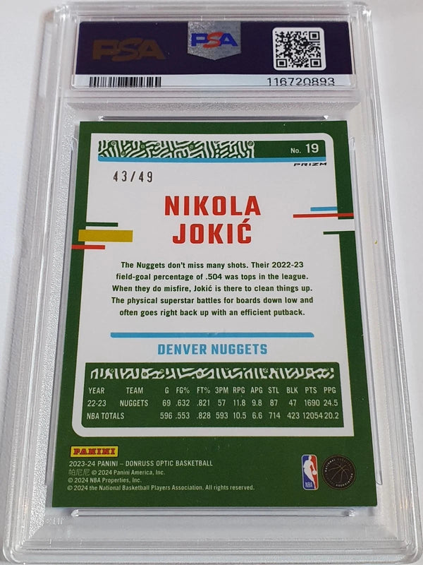 2023 Panini Donruss Optic Nikola Jokic #19 BLUE /49 Holo - PSA 9 (POP 3)