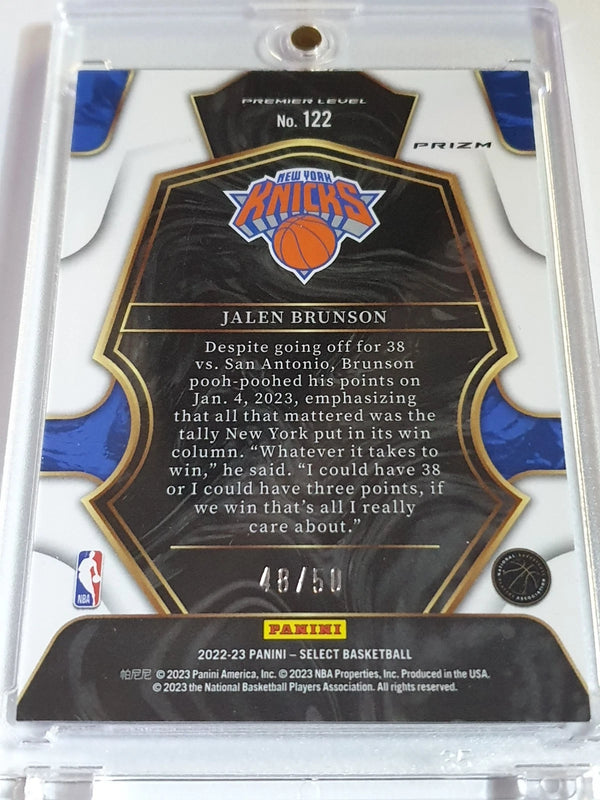 2022 Panini Select Jalen Brunson #122 GREEN WAVE /50 Holo Premier Level - Rare