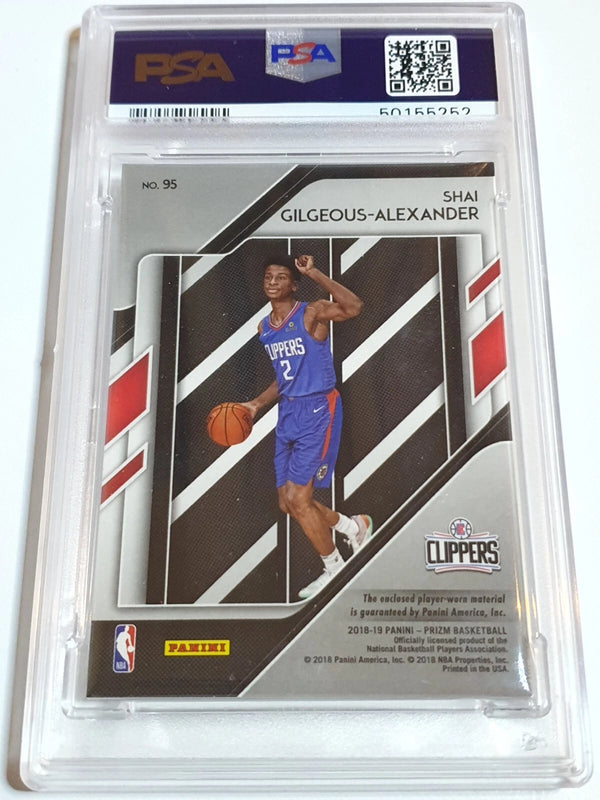 2018 Prizm Shai Gilgeous-Alexander Rookie #PATCH Game Worn Jersey RC - PSA 9