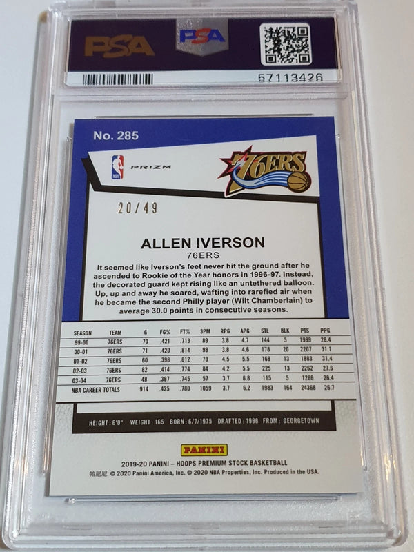 2019 Hoops Premium Stock Allen Iverson #285 BLUE FLASH /49 Holo - PSA 9 (POP 1)