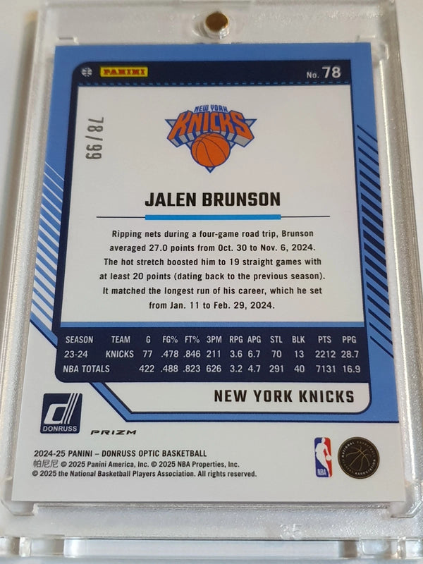2024 Panini Donruss Optic Jalen Brunson #78 RED GOLD SCOPE /99 Holo - Rare