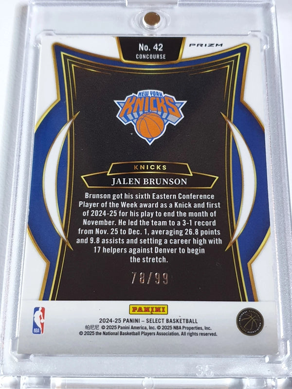 2024 Panini Select Jalen Brunson #42 BLUE TECTONIC /99 Holo Concourse - Rare