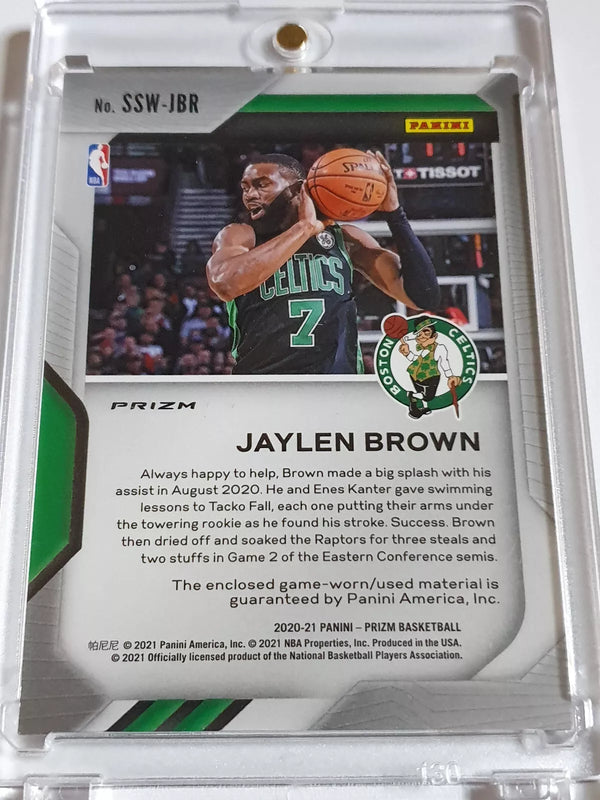 2020 Panini Prizm Jaylen Brown #PATCH ORANGE ICE Game Worn Jersey - Rare
