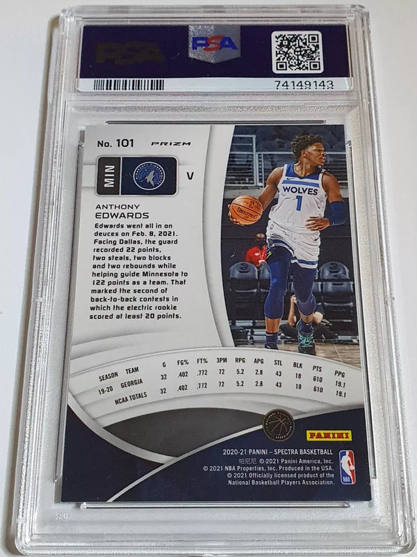 2020 Spectra Anthony Edwards Rookie #101 SILVER Holo Variation RC - PSA 9