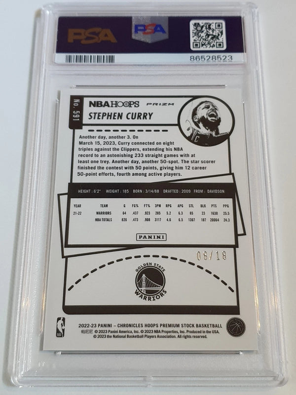 2022 Panini Chronicles Stephen Curry #591 ASIA JADE /18 Holo - PSA 9 (POP 2)