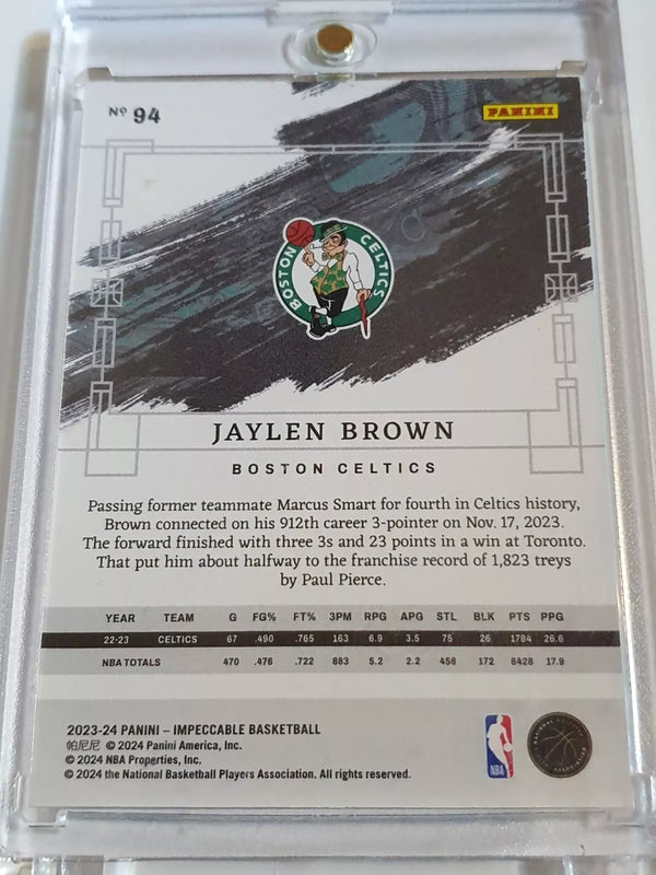 2023 Panini Impeccable Jaylen Brown #94 SILVER /75 Edition - Ready to Grade