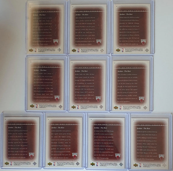 1999 Upper Deck NBA Legends Michael Jordan The Best (Complete 10 Cards Set)
