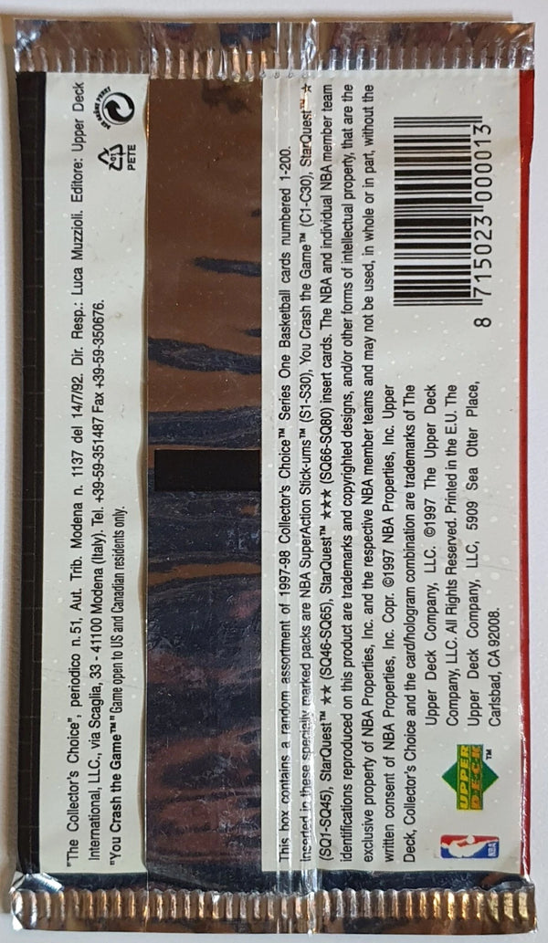 1997-98 Upper Deck Collector's Choice Basketball Series 1 Pack - Factory Sealed