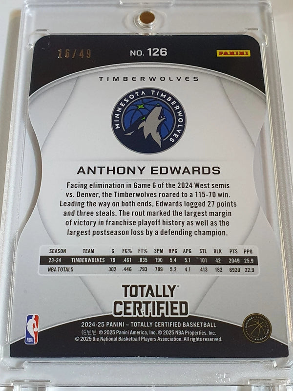 2024 Totally Certified Anthony Edwards #126 PURPLE PLATINUM MIRROR /49 Die-Cut