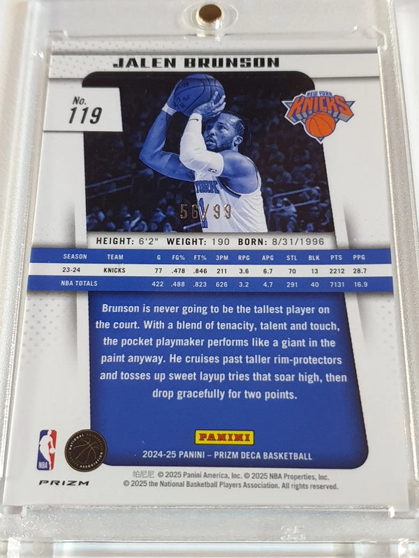 2024 Panini Prizm Deca Jalen Brunson #119 PURPLE /99 Holo - Ready to Grade