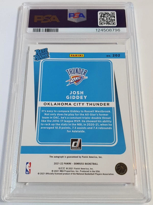 2021 Donruss Josh Giddey Rookie AUTO RED GOLD LASER RC Signature - PSA 9 (POP 6)